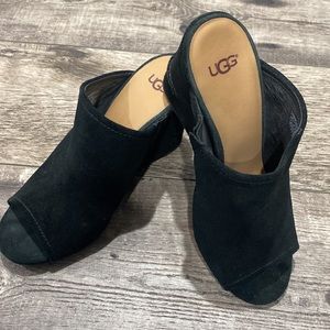 Open toe UGG wedges